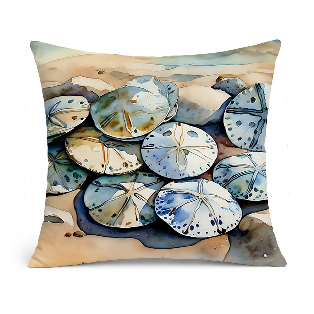 Sand Dollars Decorative Throw Pillow 14x14 Indoor Outdoor Accent Cushion, Fabric Cover with Insert for Sofa, Bed, Porch & Living Room