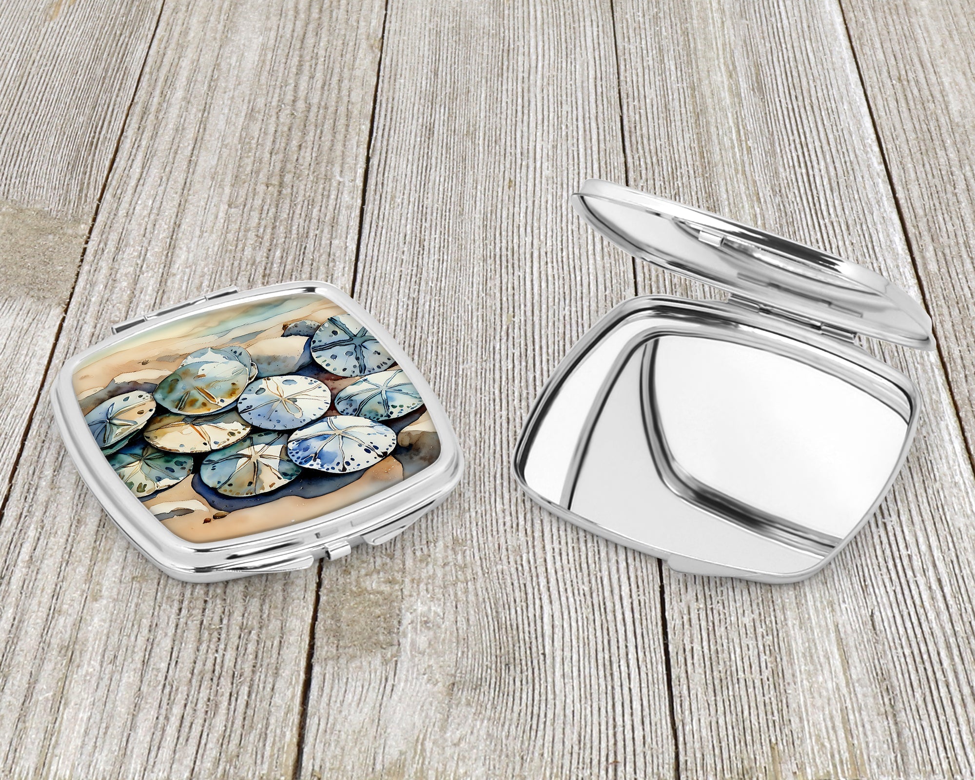 Sand Dollars Compact Mirror Decorative Travel Makeup Mirror for Women Girls Gifts Pocket Makeup Mirror Folding Handheld