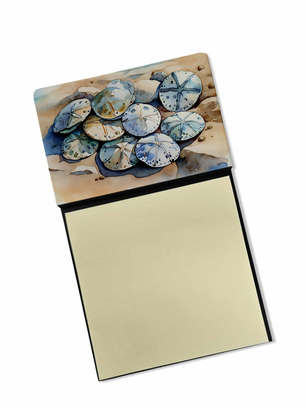 Sand Dollars Watercolor Sticky Note Holder Refillable Dispenser Desk Accessory 3x3 Pad Gift