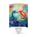 Seahorses Ceramic Night Light Compact, UL-Certified, Ideal for Bedroom, Bathroom, Nursery, Hallway, Kitchen, 6x4x3, Multicolor