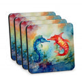 Seahorses Foam Coasters Set of 4 Cup Coasters for Indoor Outdoor, Tabletop Protection, Anti Slip, Mouse pad Material
