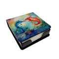 Seahorses PU Leather Note Paper Holder with Artist-Designed Cover, Desk Accessory, Office Gift