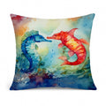 Seahorses Decorative Throw Pillow 14x14 Indoor Outdoor Accent Cushion, Fabric Cover with Insert for Sofa, Bed, Porch & Living Room