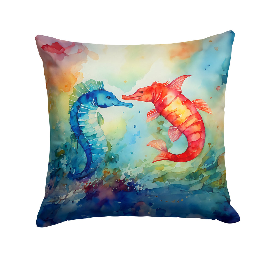 Seahorses Decorative Throw Pillow 18x18 Indoor Outdoor Accent Cushion, Fabric Cover with Insert for Sofa, Bed, Porch & Living Room