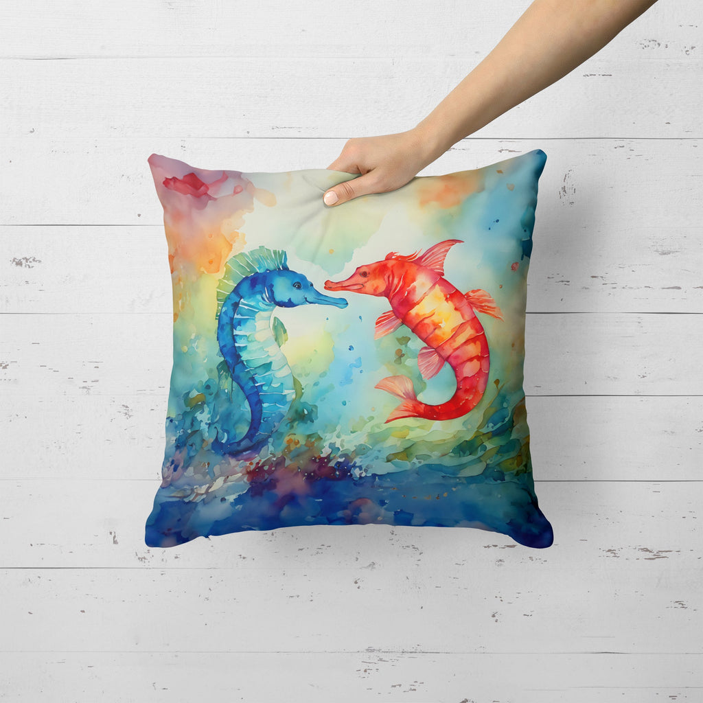 Seahorses Decorative Throw Pillow 18x18 Indoor Outdoor Accent Cushion, Fabric Cover with Insert for Sofa, Bed, Porch & Living Room