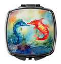 Seahorses Compact Mirror Decorative Travel Makeup Mirror for Women Girls Gifts Pocket Makeup Mirror Folding Handheld