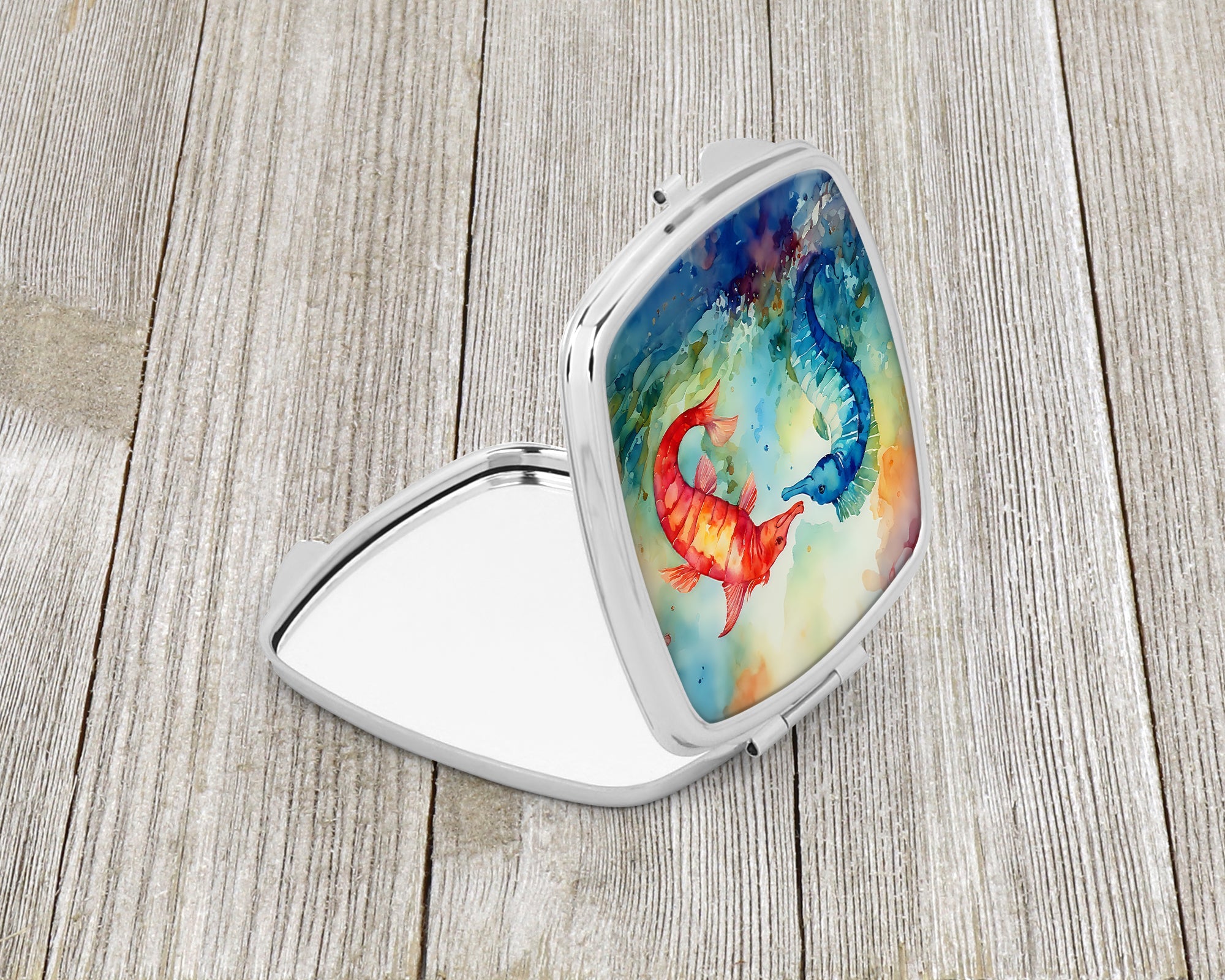 Seahorses Compact Mirror Decorative Travel Makeup Mirror for Women Girls Gifts Pocket Makeup Mirror Folding Handheld