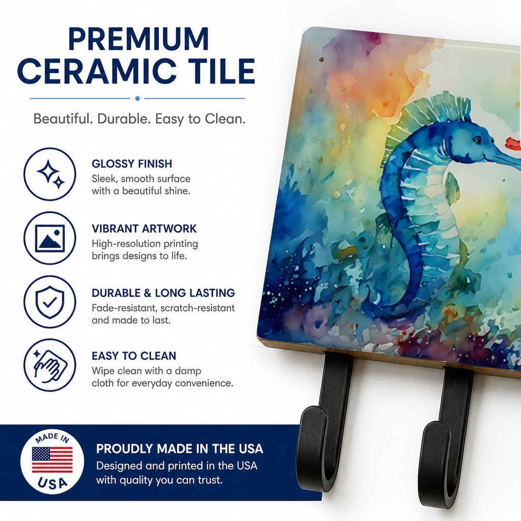 Seahorses Leash or Key Holder Wall Hooks, Coat Rack Wall Mount, for Hanging Keys, Towels, Aprons, Leashes