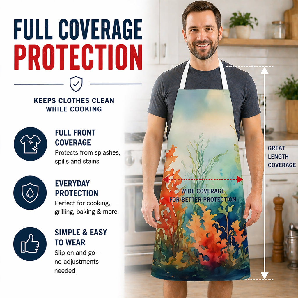 Seaweed Apron Cooking Kitchen Server Baking Crafts Gardening for Adult Women Men, Unisex, Large, Multicolor