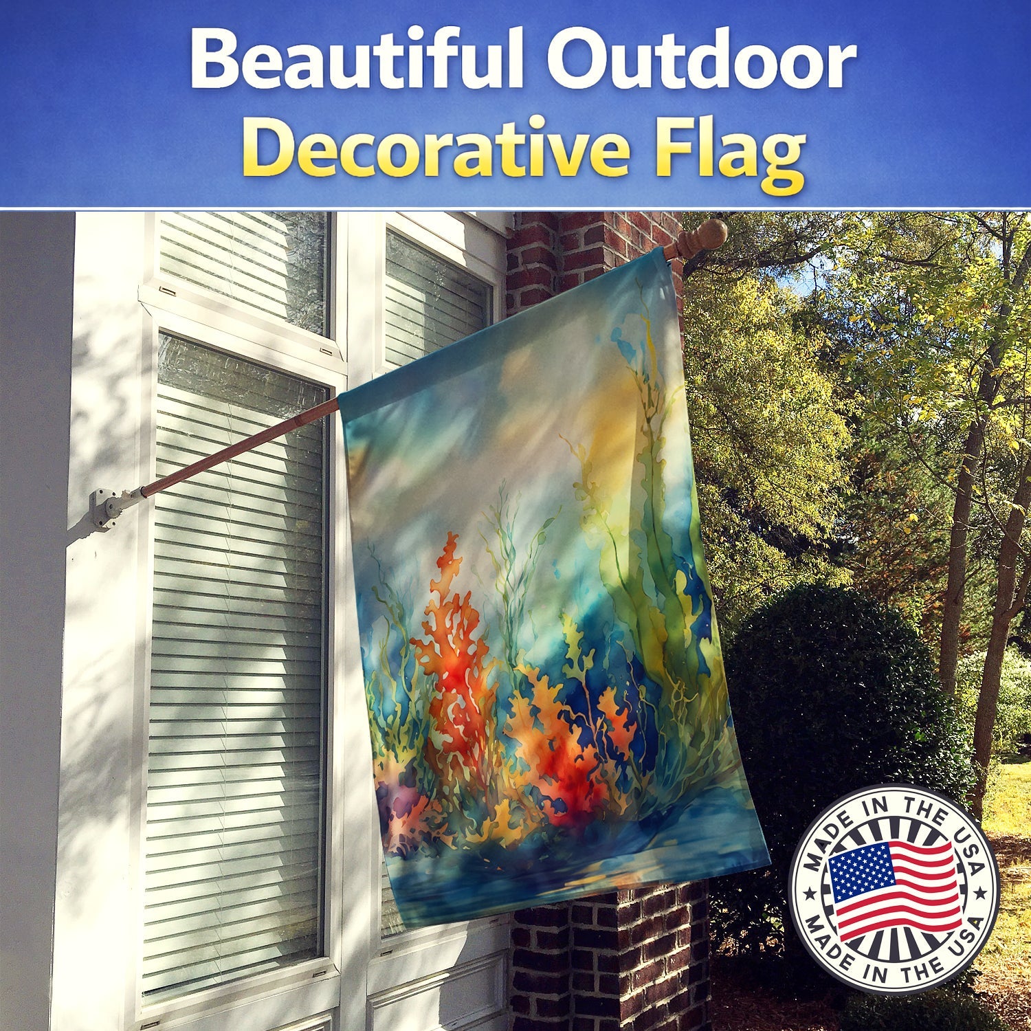 Seaweed House Flag 28x40 Porch Sleeve Pole Decorative Outside Yard Banner Artwork Wall Hanging, Polyester