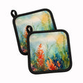 Seaweed Pot Holder Set of 2 Heat Resistant Quilted Hot Pads 7.5 x 7.5 Inch, Insulated Kitchen Trivets for Cooking & Baking