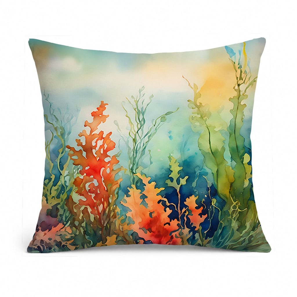 Seaweed Decorative Throw Pillow 14x14 Indoor Outdoor Accent Cushion, Fabric Cover with Insert for Sofa, Bed, Porch & Living Room