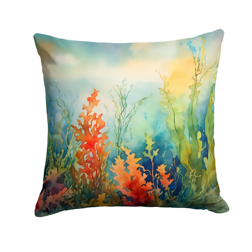 Seaweed Decorative Throw Pillow 18x18 Indoor Outdoor Accent Cushion, Fabric Cover with Insert for Sofa, Bed, Porch & Living Room
