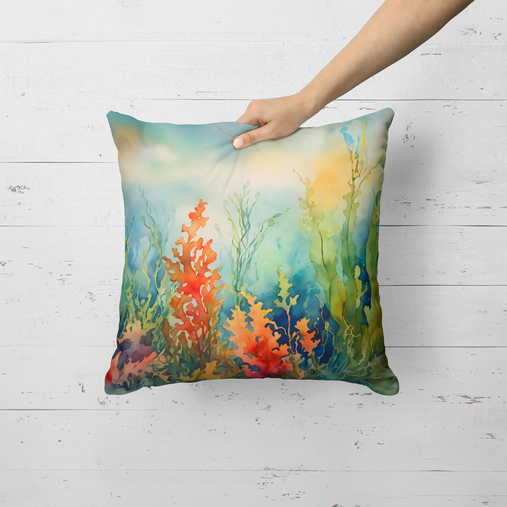 Seaweed Decorative Throw Pillow 18x18 Indoor Outdoor Accent Cushion, Fabric Cover with Insert for Sofa, Bed, Porch & Living Room