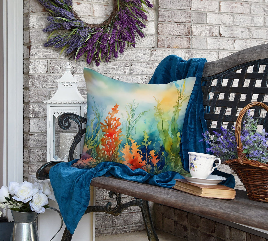Seaweed Decorative Throw Pillow 18x18 Indoor Outdoor Accent Cushion, Fabric Cover with Insert for Sofa, Bed, Porch & Living Room