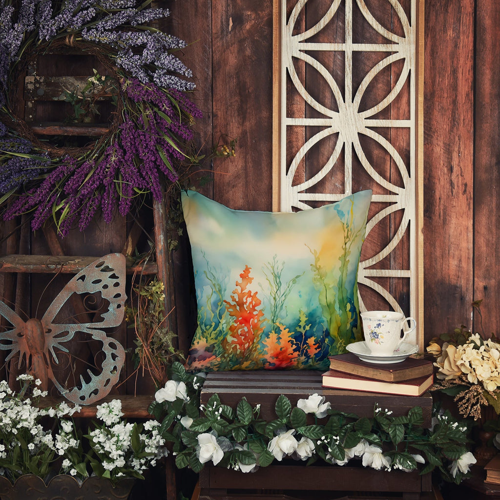 Seaweed Decorative Throw Pillow 18x18 Indoor Outdoor Accent Cushion, Fabric Cover with Insert for Sofa, Bed, Porch & Living Room