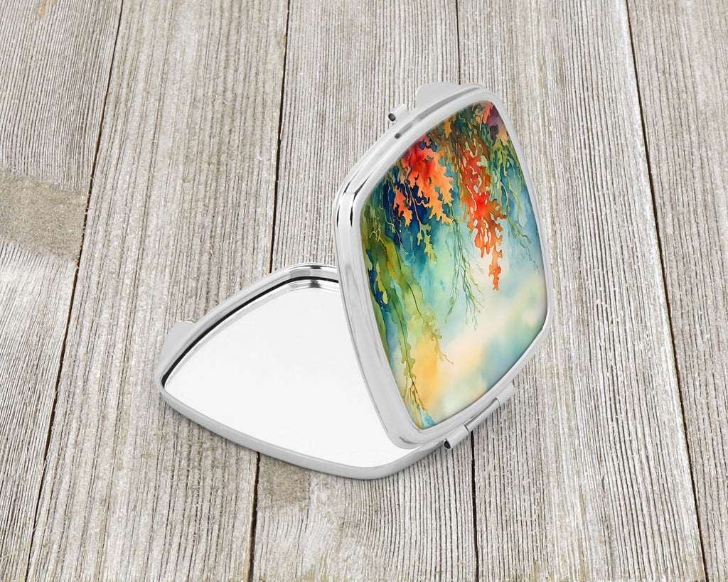Seaweed Compact Mirror Decorative Travel Makeup Mirror for Women Girls Gifts Pocket Makeup Mirror Folding Handheld