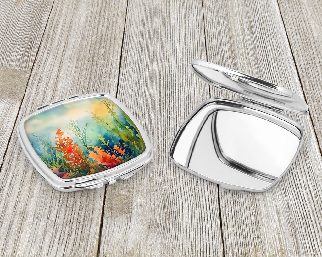 Seaweed Compact Mirror Decorative Travel Makeup Mirror for Women Girls Gifts Pocket Makeup Mirror Folding Handheld