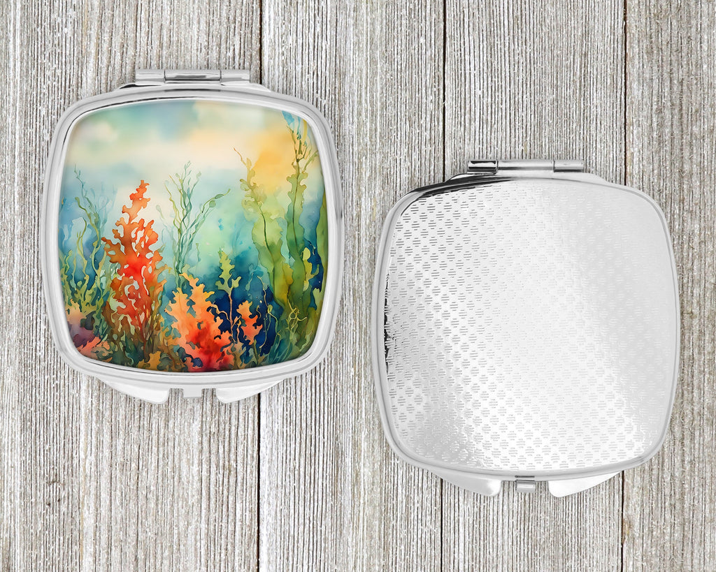 Seaweed Compact Mirror Decorative Travel Makeup Mirror for Women Girls Gifts Pocket Makeup Mirror Folding Handheld