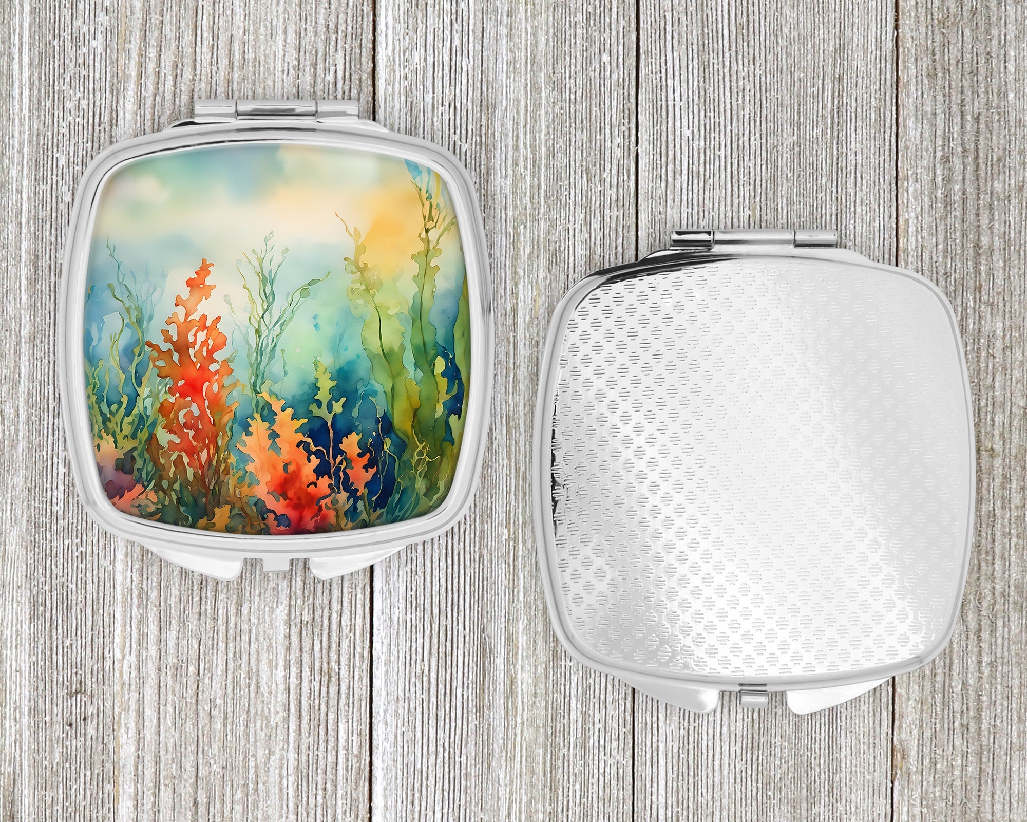 Seaweed Compact Mirror Decorative Travel Makeup Mirror for Women Girls Gifts Pocket Makeup Mirror Folding Handheld