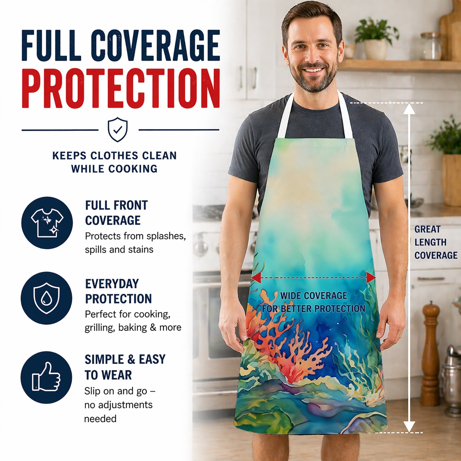 Seaweed Apron Cooking Kitchen Server Baking Crafts Gardening for Adult Women Men, Unisex, Large, Multicolor
