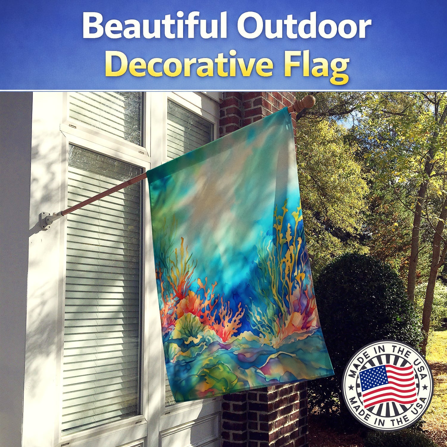 Seaweed House Flag 28x40 Porch Sleeve Pole Decorative Outside Yard Banner Artwork Wall Hanging, Polyester