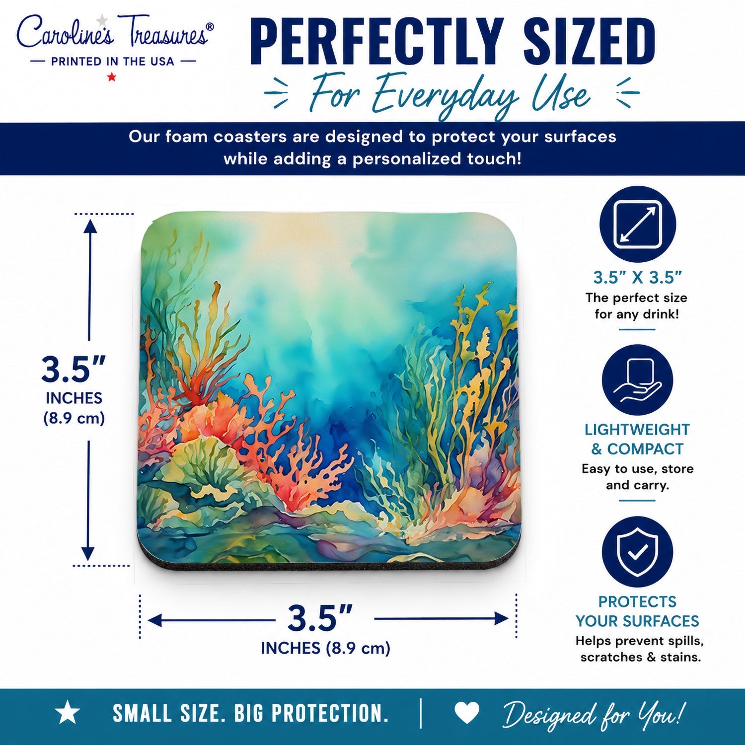 Seaweed Foam Coasters Set of 4 Cup Coasters for Indoor Outdoor, Tabletop Protection, Anti Slip, Mouse pad Material