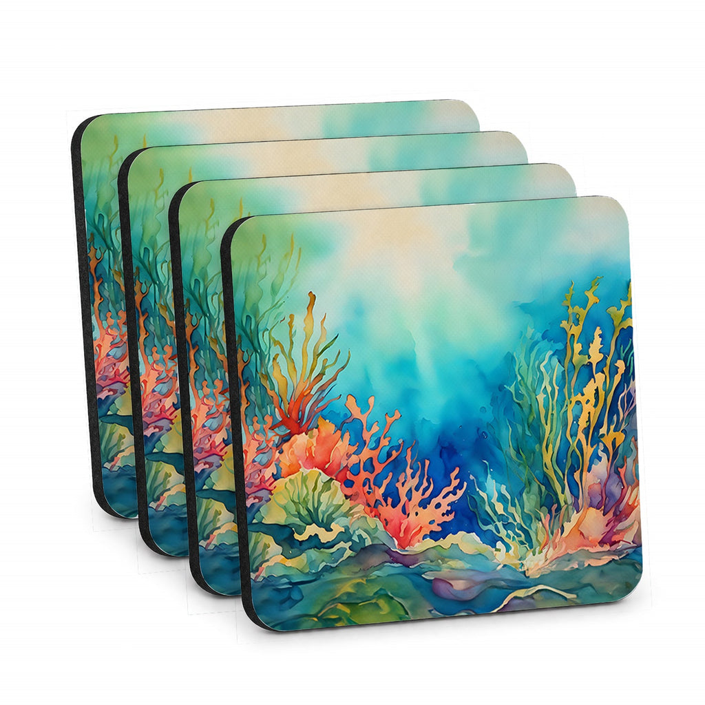 Seaweed Foam Coasters Set of 4 Cup Coasters for Indoor Outdoor, Tabletop Protection, Anti Slip, Mouse pad Material