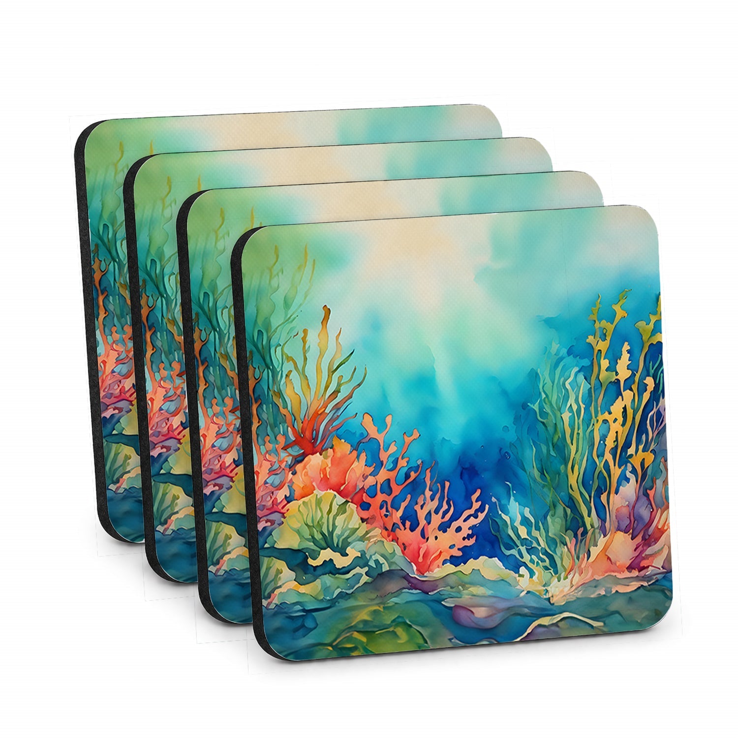 Seaweed Foam Coasters Set of 4 Cup Coasters for Indoor Outdoor, Tabletop Protection, Anti Slip, Mouse pad Material