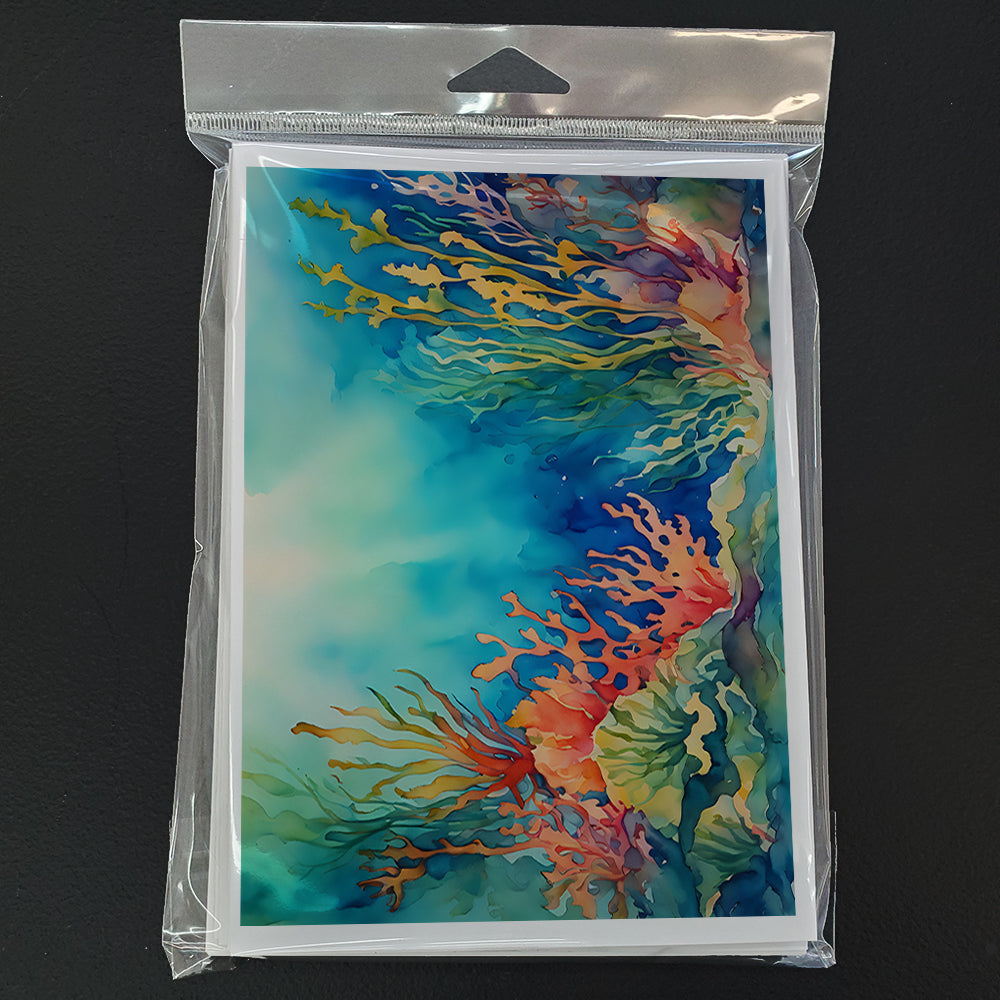 Seaweed Greeting Cards Pack of 8 Blank Cards with Envelopes Whimsical A7 Size 5x7
