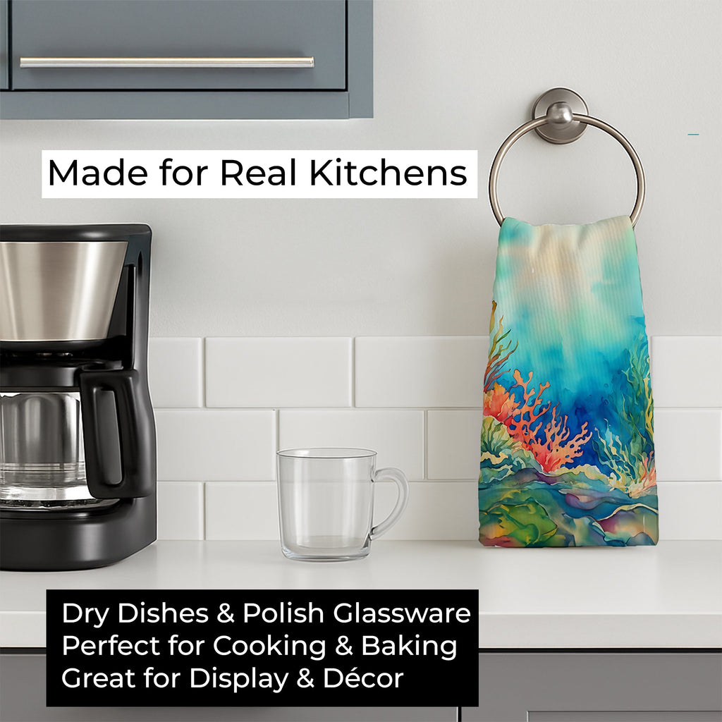 Seaweed Kitchen Towel Velour Plush Front and Cotton Loop Back Machine Washable