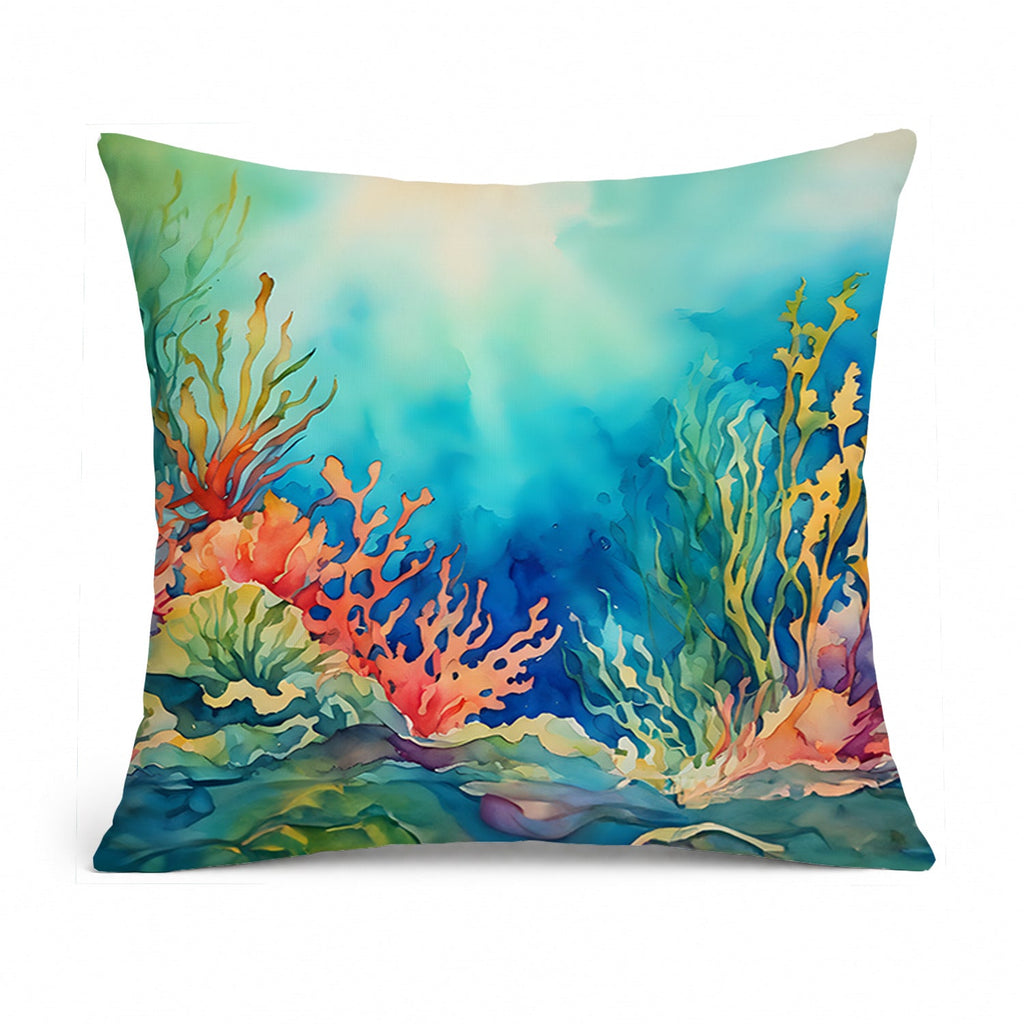 Seaweed Decorative Throw Pillow 14x14 Indoor Outdoor Accent Cushion, Fabric Cover with Insert for Sofa, Bed, Porch & Living Room