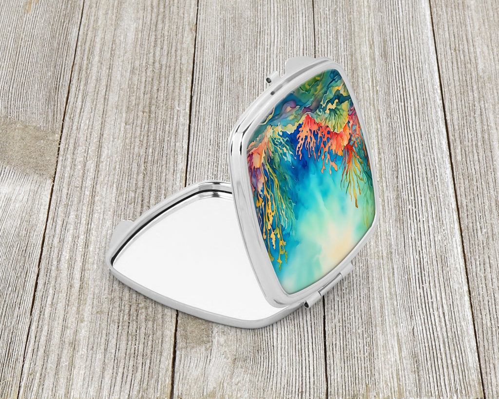 Seaweed Compact Mirror Decorative Travel Makeup Mirror for Women Girls Gifts Pocket Makeup Mirror Folding Handheld