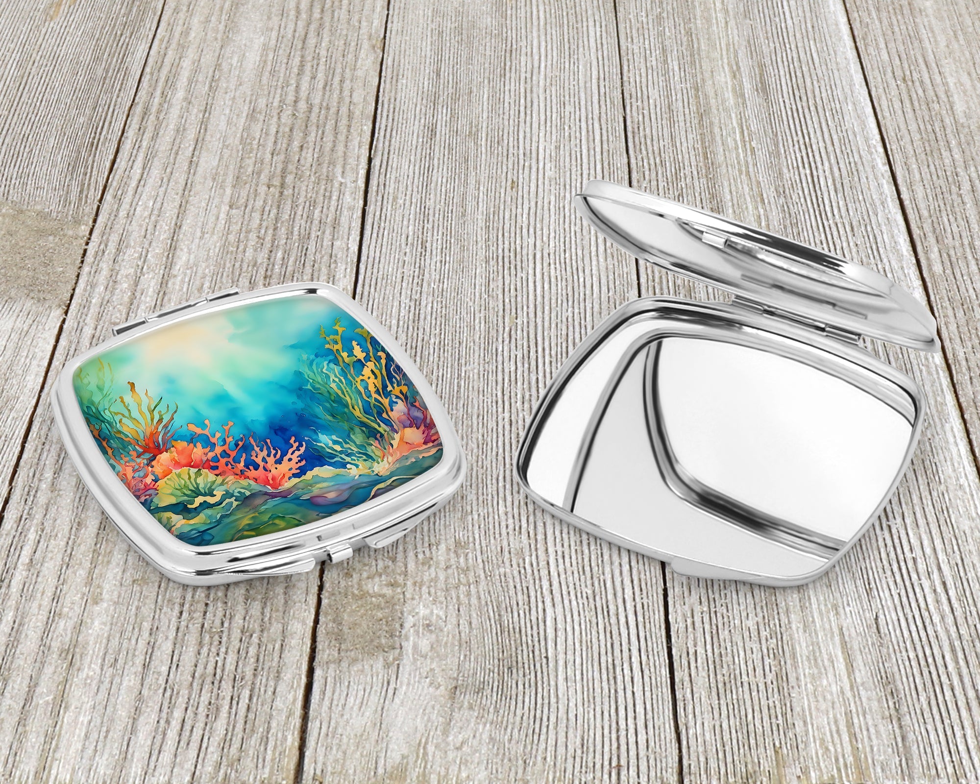 Seaweed Compact Mirror Decorative Travel Makeup Mirror for Women Girls Gifts Pocket Makeup Mirror Folding Handheld