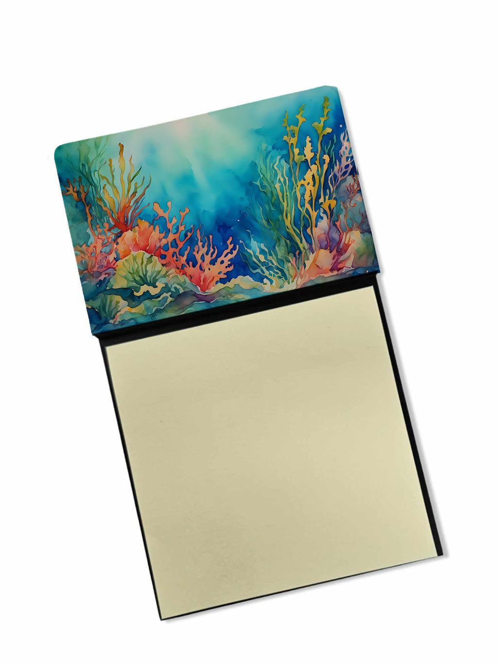 Seaweed Watercolor Sticky Note Holder Refillable Dispenser Desk Accessory 3x3 Pad Gift