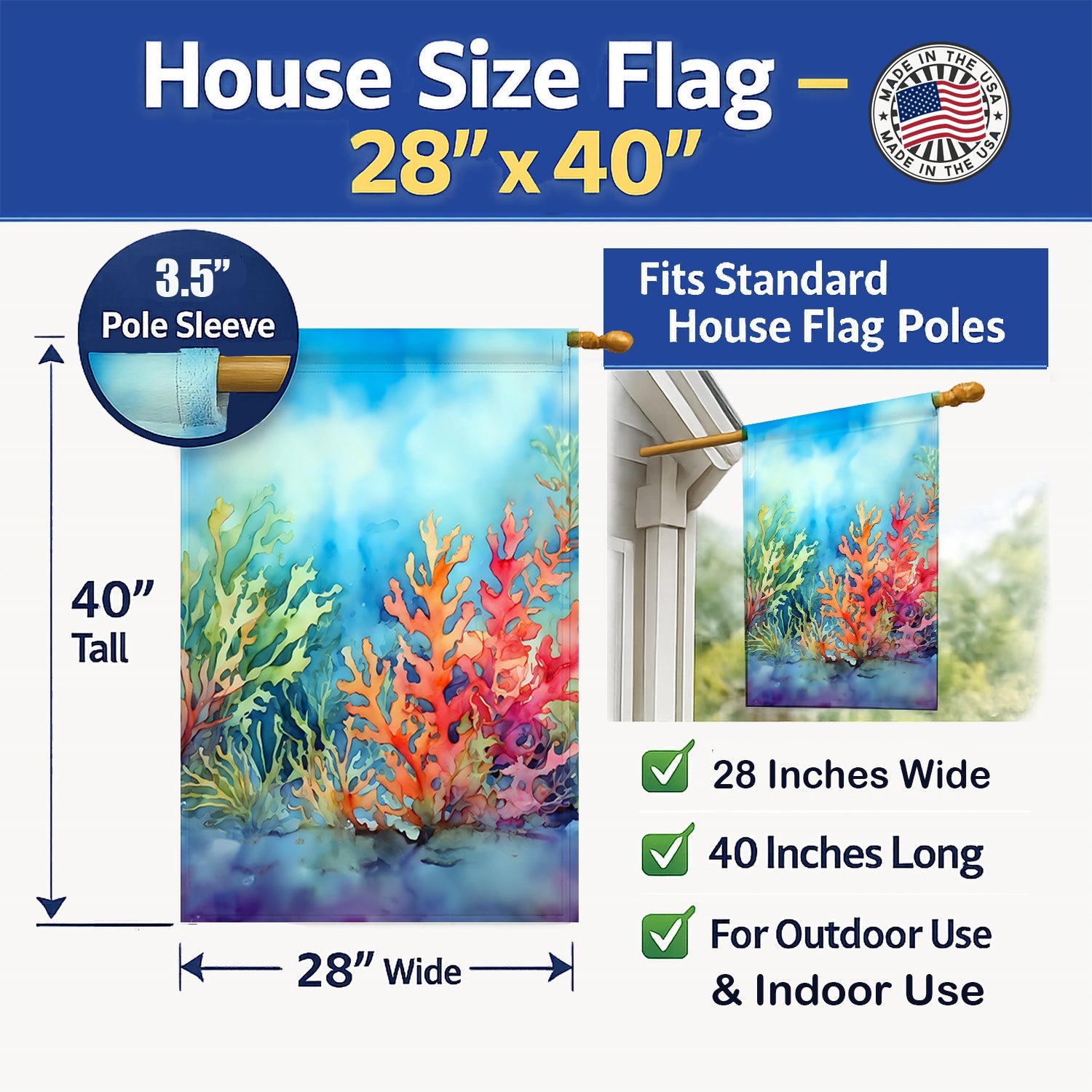 Seaweed House Flag 28x40 Porch Sleeve Pole Decorative Outside Yard Banner Artwork Wall Hanging, Polyester