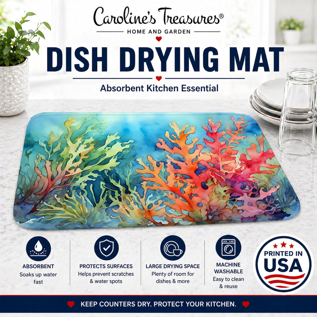 Seaweed Dish Drying Mat Absorbent Dish Drying Mat Pad for Kitchen Counter Dish Drainer Mat for Countertop, 14 x 21", Multicolor