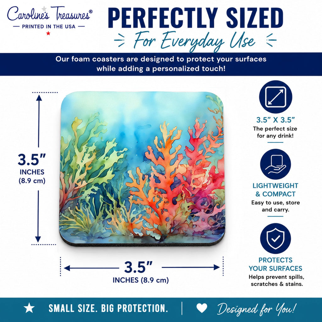 Seaweed Foam Coasters Set of 4 Cup Coasters for Indoor Outdoor, Tabletop Protection, Anti Slip, Mouse pad Material