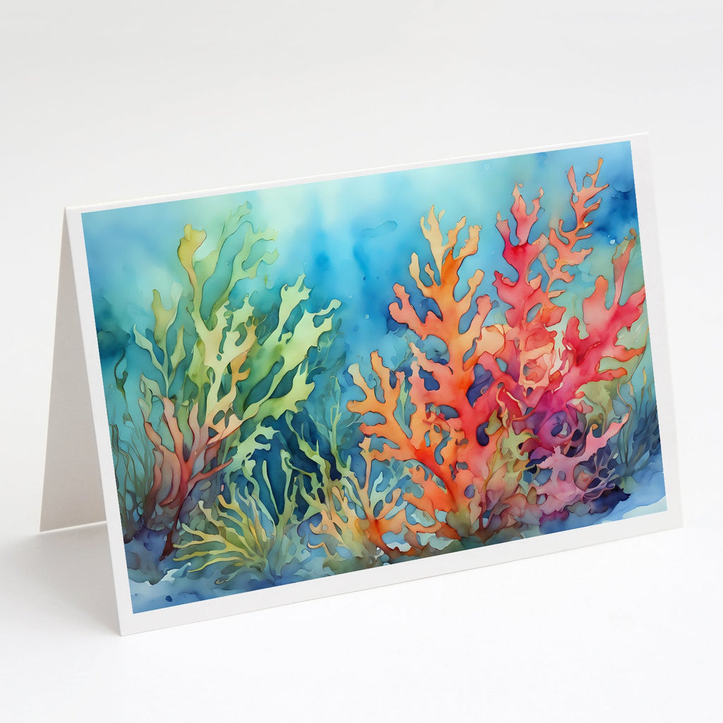 Seaweed Greeting Cards Pack of 8 Blank Cards with Envelopes Whimsical A7 Size 5x7