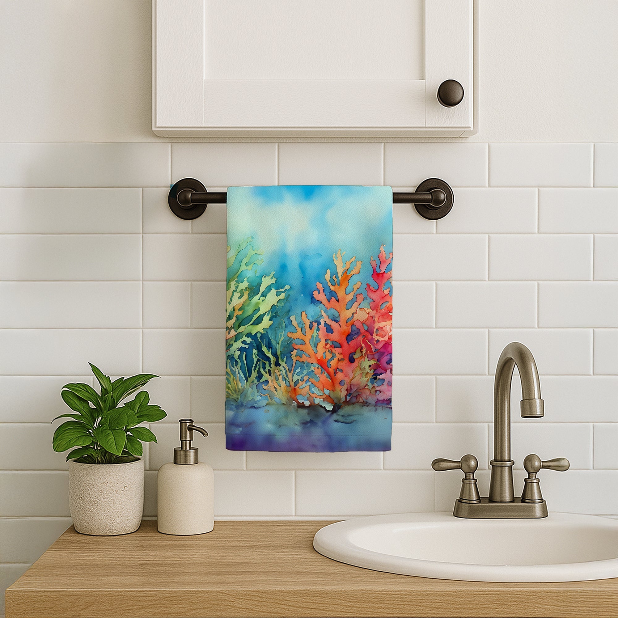 Seaweed Kitchen Towel Velour Plush Front and Cotton Loop Back Machine Washable