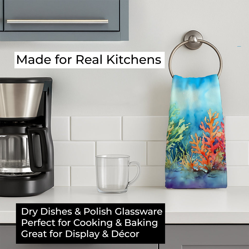 Seaweed Kitchen Towel Velour Plush Front and Cotton Loop Back Machine Washable