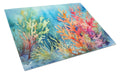 Seaweed Cutting Board Tempered Glass Kitchen Cutting Surface, Heat Resistant Chopping, Non-Slip Feet, Food Prep & Serving