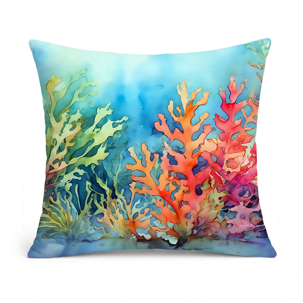 Seaweed Decorative Throw Pillow 14x14 Indoor Outdoor Accent Cushion, Fabric Cover with Insert for Sofa, Bed, Porch & Living Room