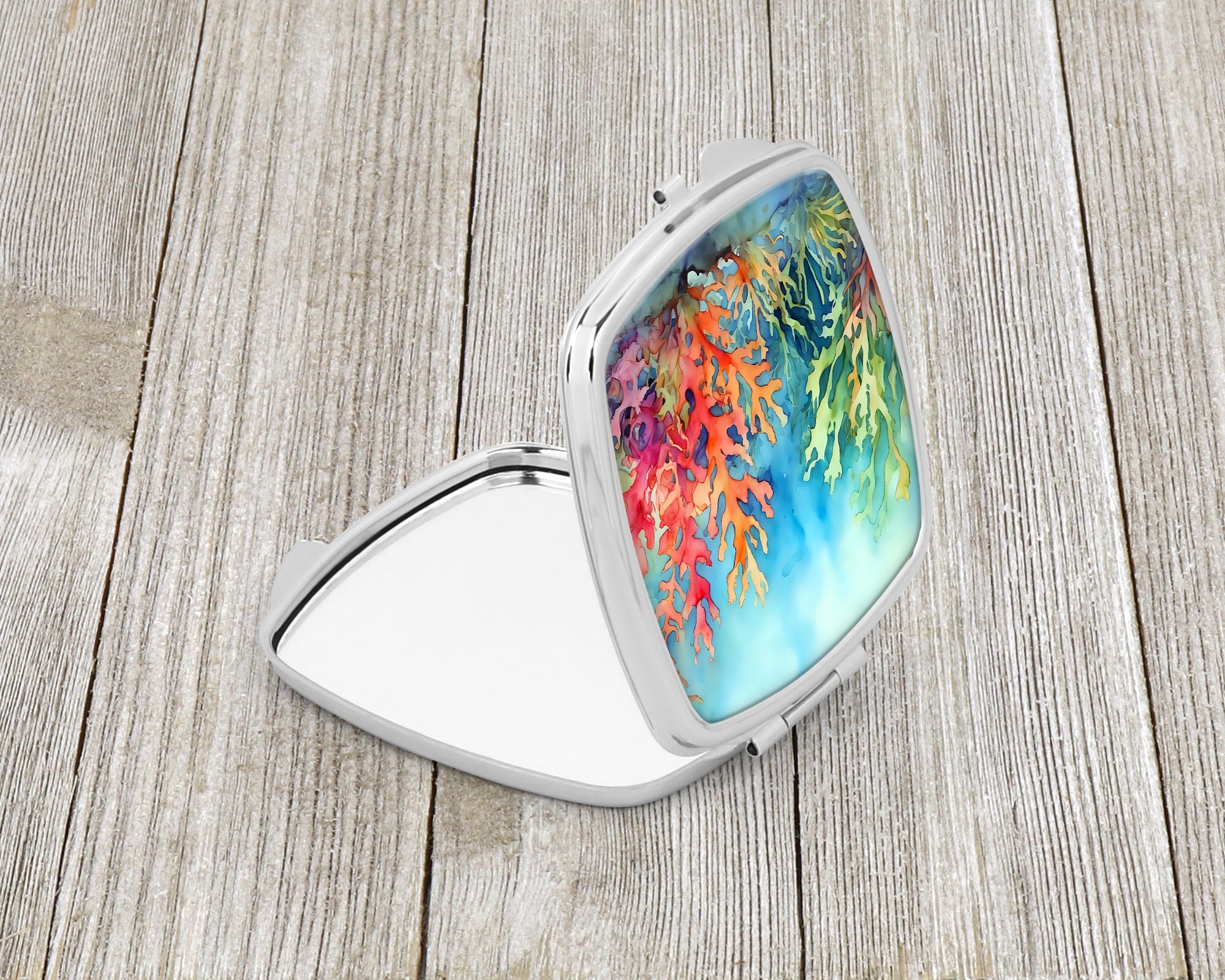 Seaweed Compact Mirror Decorative Travel Makeup Mirror for Women Girls Gifts Pocket Makeup Mirror Folding Handheld