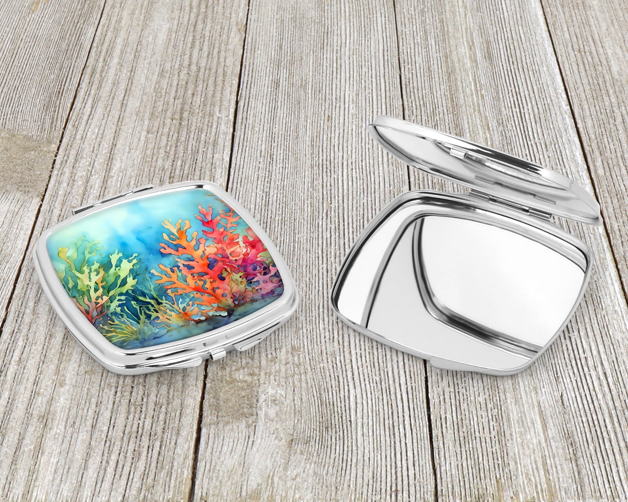 Seaweed Compact Mirror Decorative Travel Makeup Mirror for Women Girls Gifts Pocket Makeup Mirror Folding Handheld