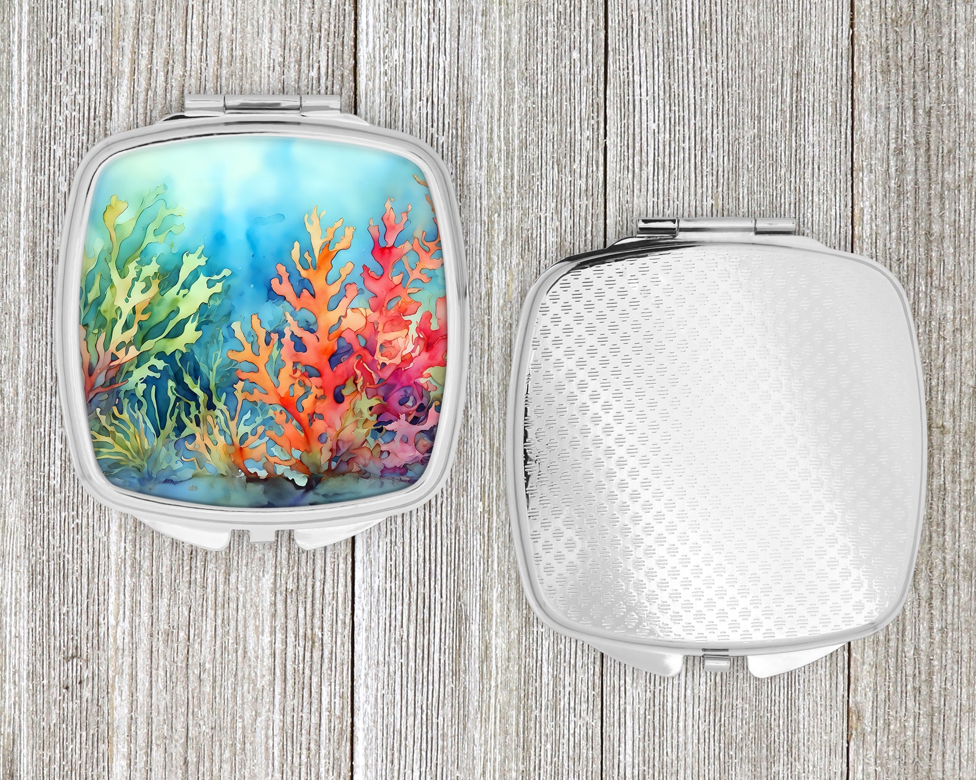 Seaweed Compact Mirror Decorative Travel Makeup Mirror for Women Girls Gifts Pocket Makeup Mirror Folding Handheld