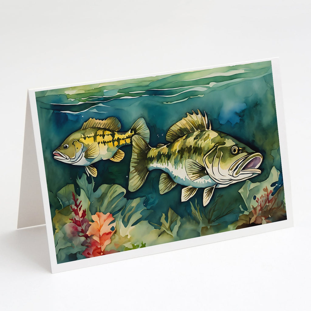 Smallmouth Bass Greeting Cards Pack of 8 Blank Cards with Envelopes Whimsical A7 Size 5x7