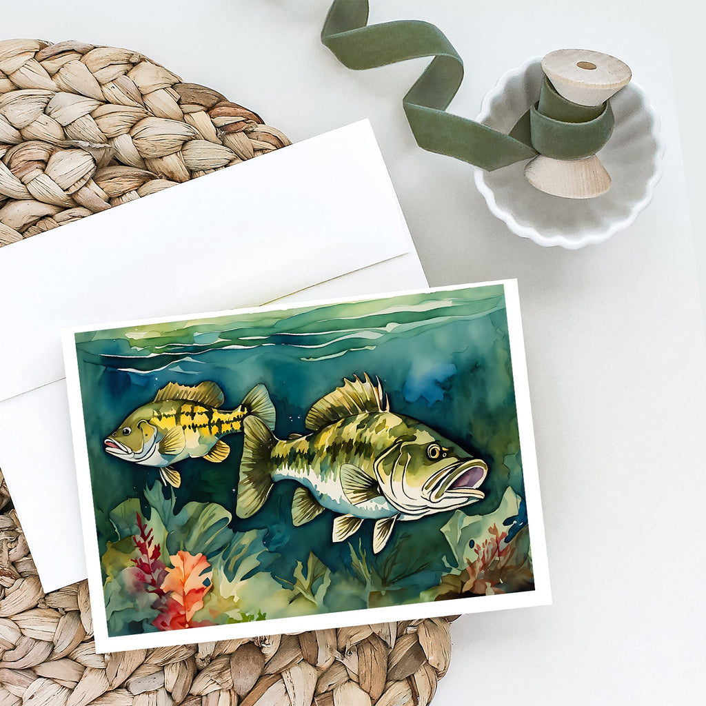 Smallmouth Bass Greeting Cards Pack of 8 Blank Cards with Envelopes Whimsical A7 Size 5x7