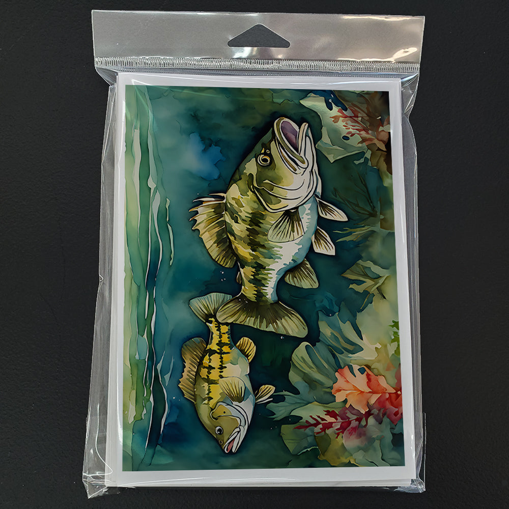 Smallmouth Bass Greeting Cards Pack of 8 Blank Cards with Envelopes Whimsical A7 Size 5x7