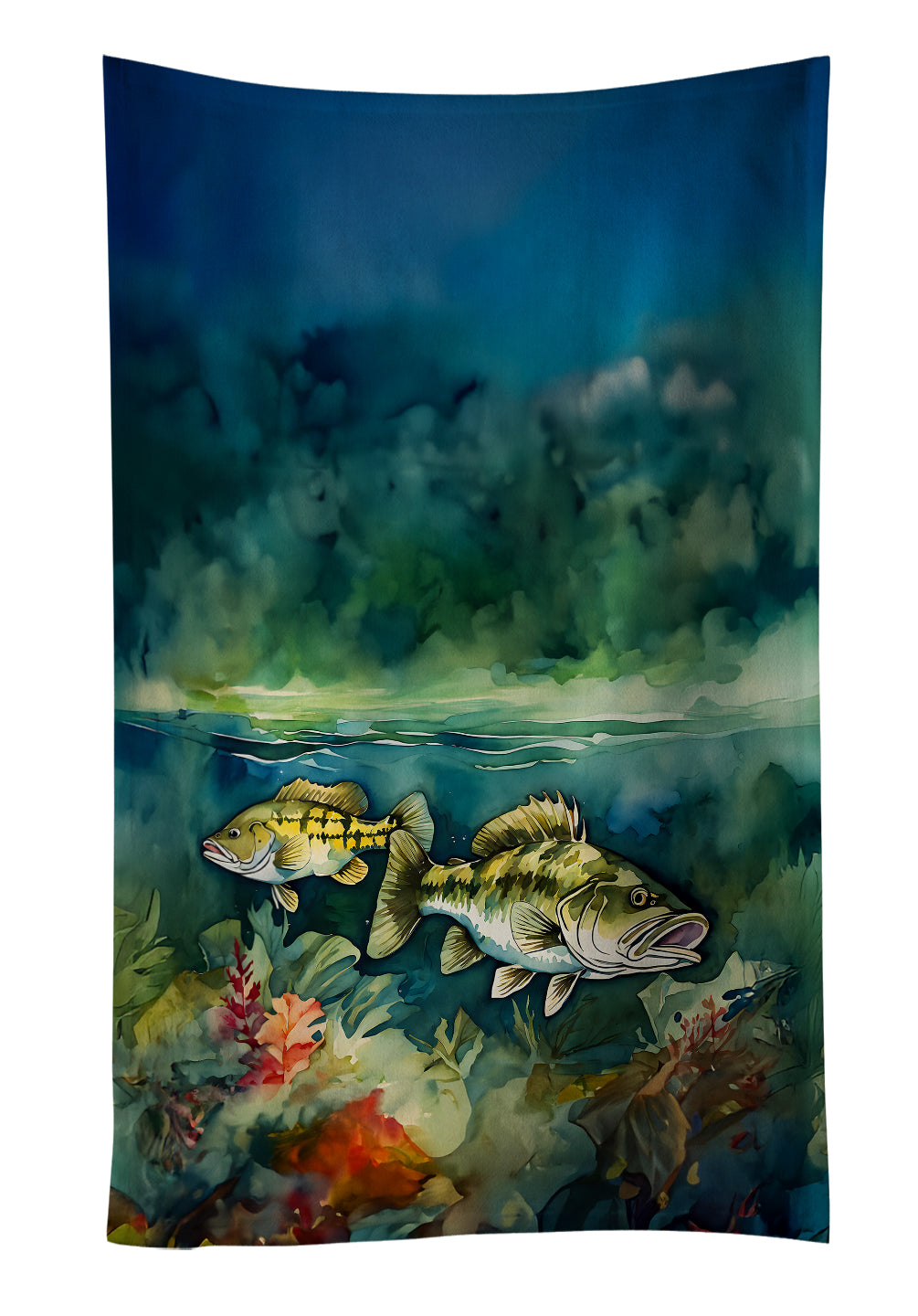 Smallmouth Bass Kitchen Towel Velour Plush Front and Cotton Loop Back Machine Washable